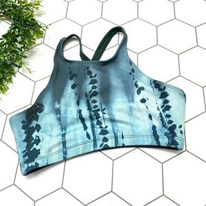 Onzie Flow M/L Red Orange Tie Dye High Neck Cross Back Yoga Sports Bra GUC